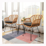 chaise moderne rotin tressée coussin noir blanc beige