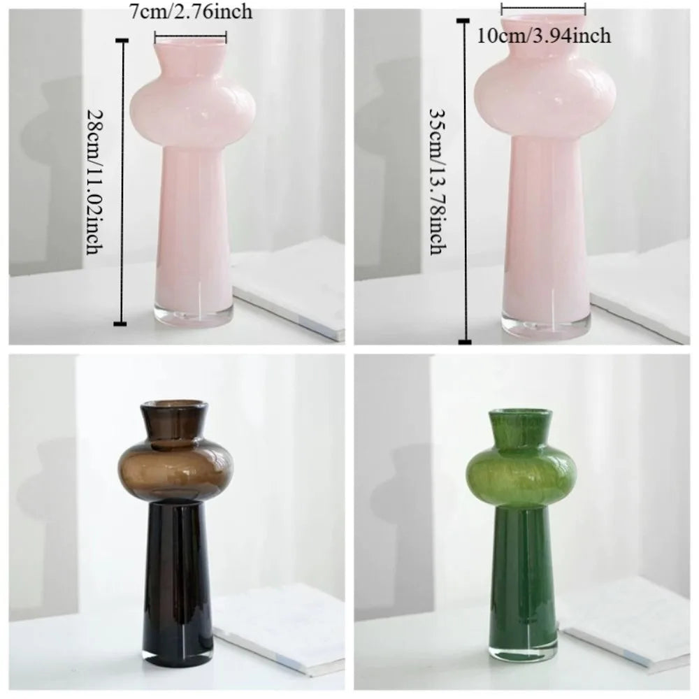 vase transparent moderne vert rose noir fleurs artificielles grande taille