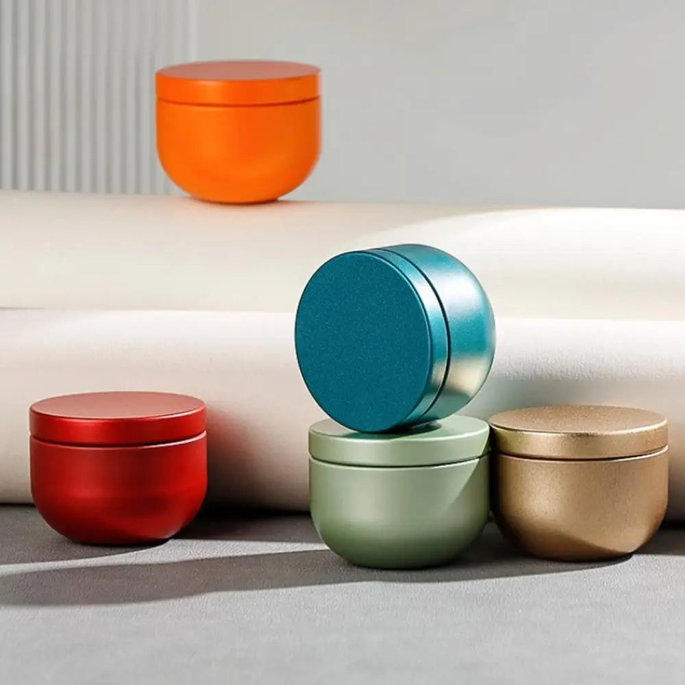 boîte thé métal ronde mate moderne rangement bijoux petits objets