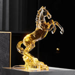 décoration moderne cheval cristal transparent facettes base rocher éclairage chambre
