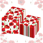 serviettes papier pliables motifs pavots rouges mariage anniversaire festives pack 20 pièces
