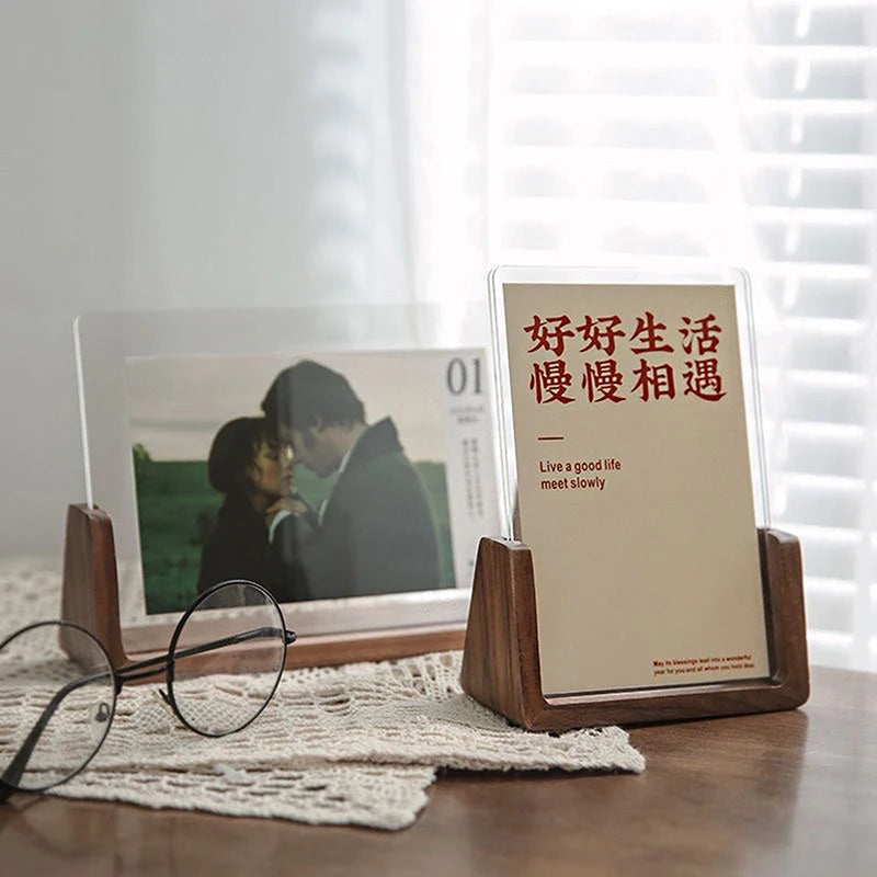 support photo bois acrylique transparent moderne minimaliste sans fixation plaque acrylique
