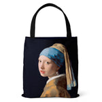 sac main polyester fleurs iris paysage moderne vert bleu beige noir poignées