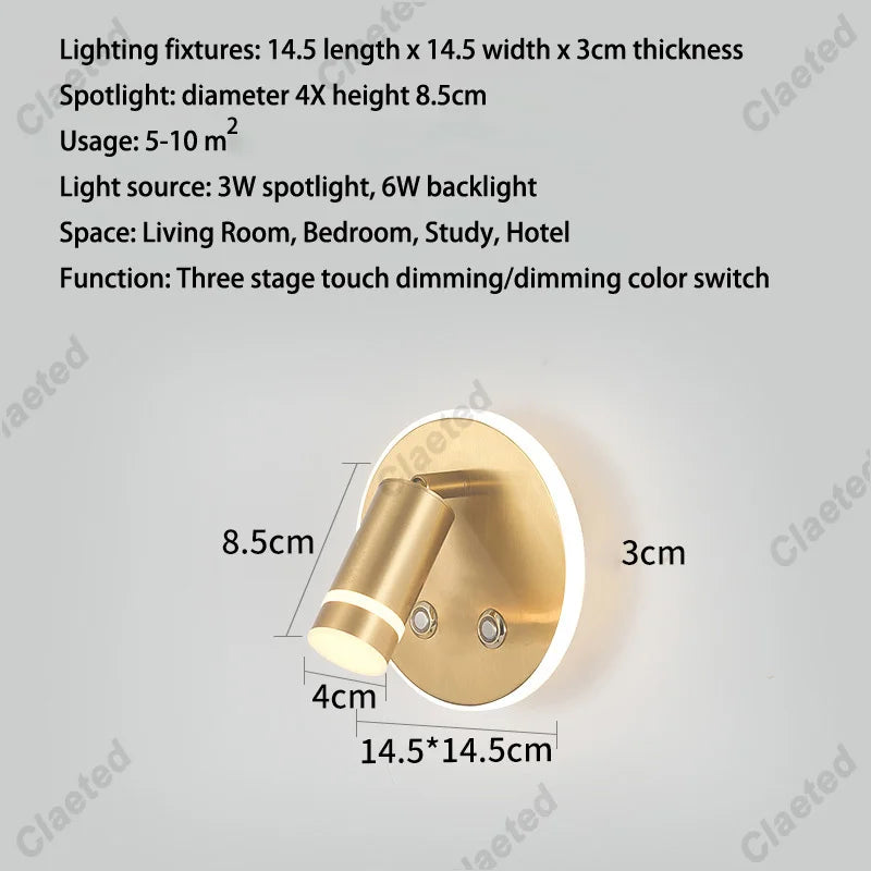 lampe murale moderne noire blanche dorée prise usb charge smartphone interrupteur éclairage chambre cuisine