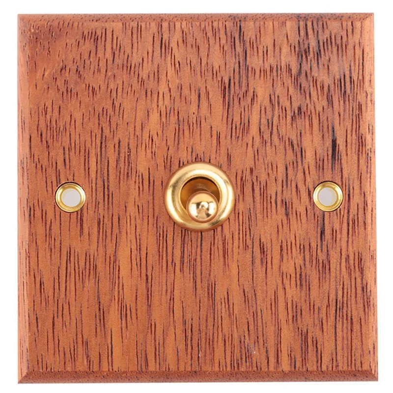 interrupteur bois grain blanc marron clair moderne bascule laiton vis dorées