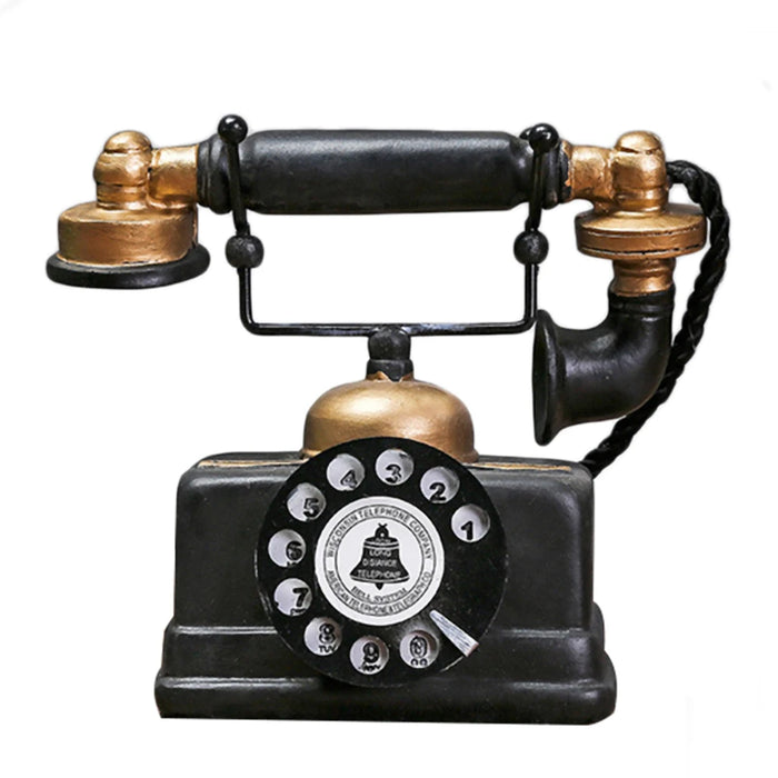 décoration intérieure téléphone rotatif noir doré vintage rotor chiffres manche téléphonique artisanal