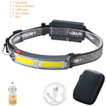lampe frontale rechargeable led 5w gris noir ceinture ajustable mode pêche étanche 60deg modernisée