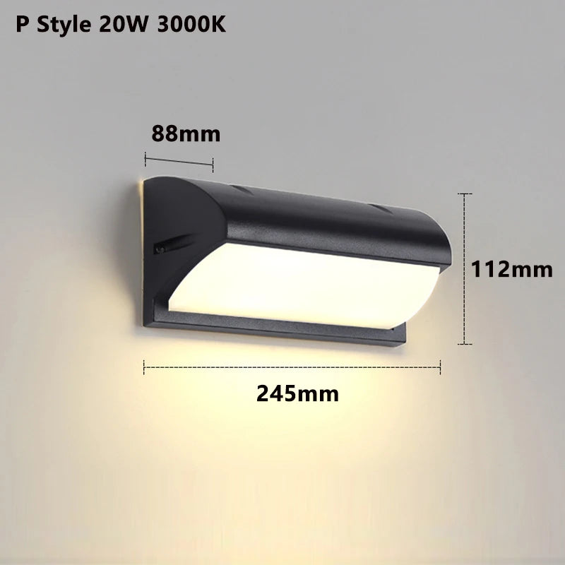 lumière murale led moderne noir ip65 sensor motion autoinstallation extérieure hydrofuge 3000k