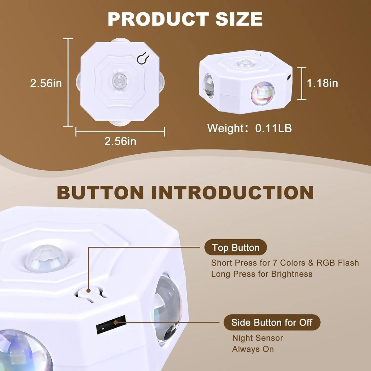 lampe led murale rechargeable sensor mouvement hexagonnelle couleurs blanc moderne
