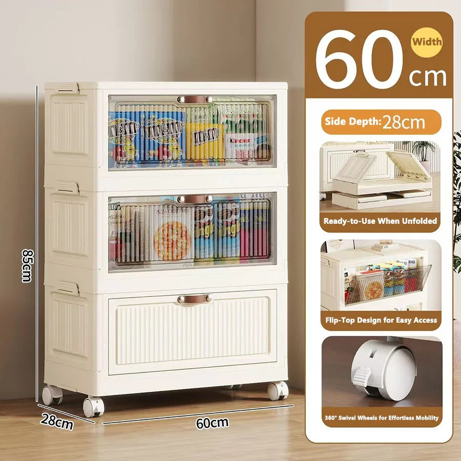 meuble rangement modulable pliable blanc rayures verticales moderne roulettes almacenamiento eficiente