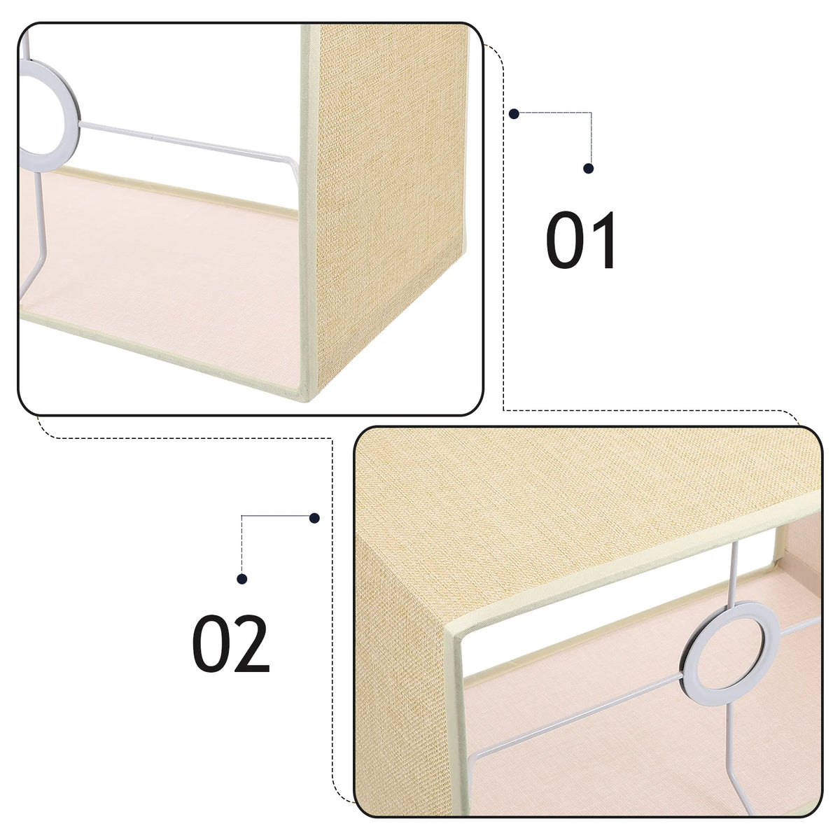 abat jour rectangulaire moderne tissu lin beige clair rose pâle opacité tringle
