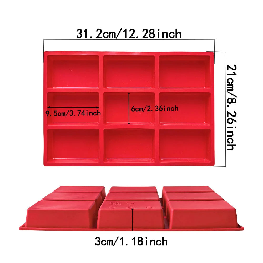 moule silicone compartiments savons bougies aromathérapie artisanale durable non toxique rouge