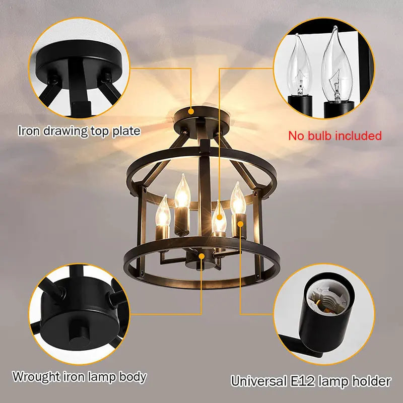 lampe industrielle noir barres horizontales fer forgé éclairage cuisine salon