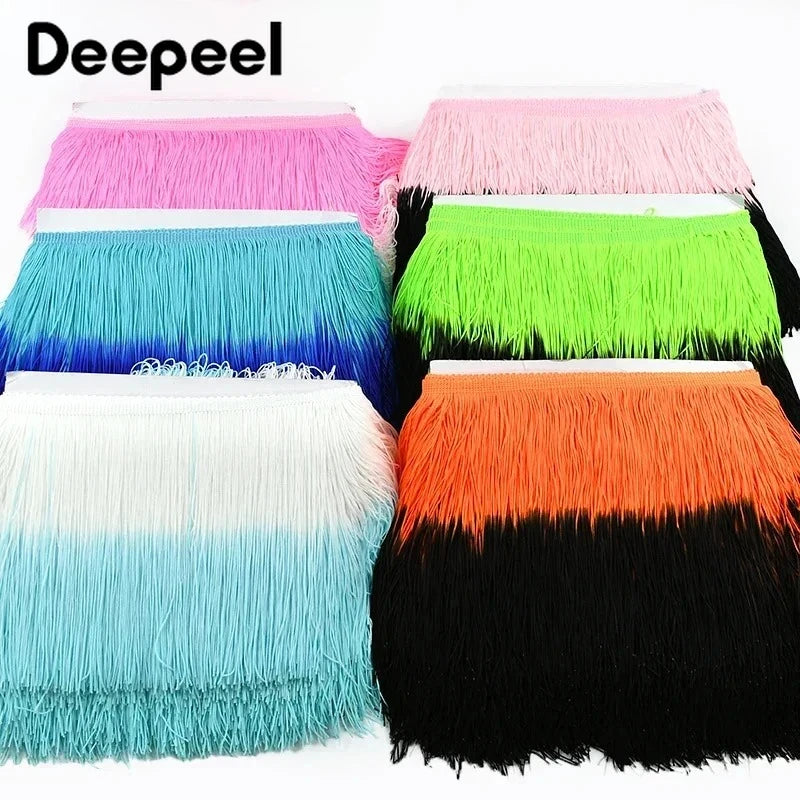 franges dégradées 100% rayonne rose bleu vert noir blanc orange violet modernes 20cm