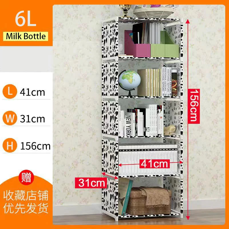 étagère moderne minimaliste niveaux pois rose tissu livres rangement salon