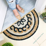 tapis d'entrée noir floral antidérapant moderne 30x60cm 40x80cm 45x90cm PVC