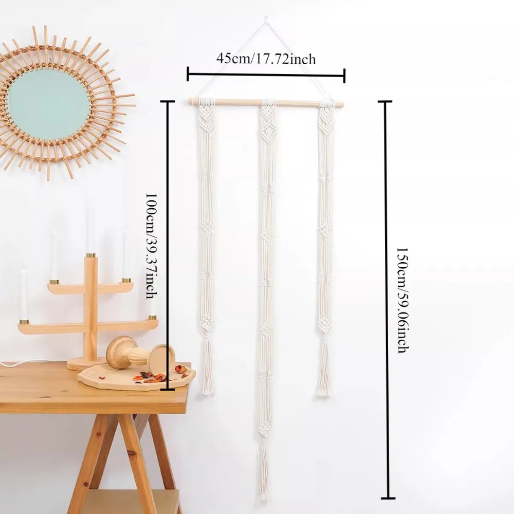 support mural chapeaux tissu macramé boho chic beige gris blanc fixations murales