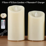 bougies led rechargeables sans flamme trois tailles imitation cire blanc crème télécommande