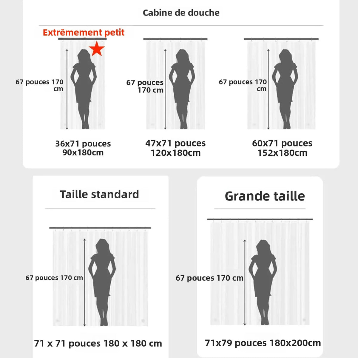 rideau douche transparent moderne rayures verticales aimants lestés respectueux environnement 120x180cm