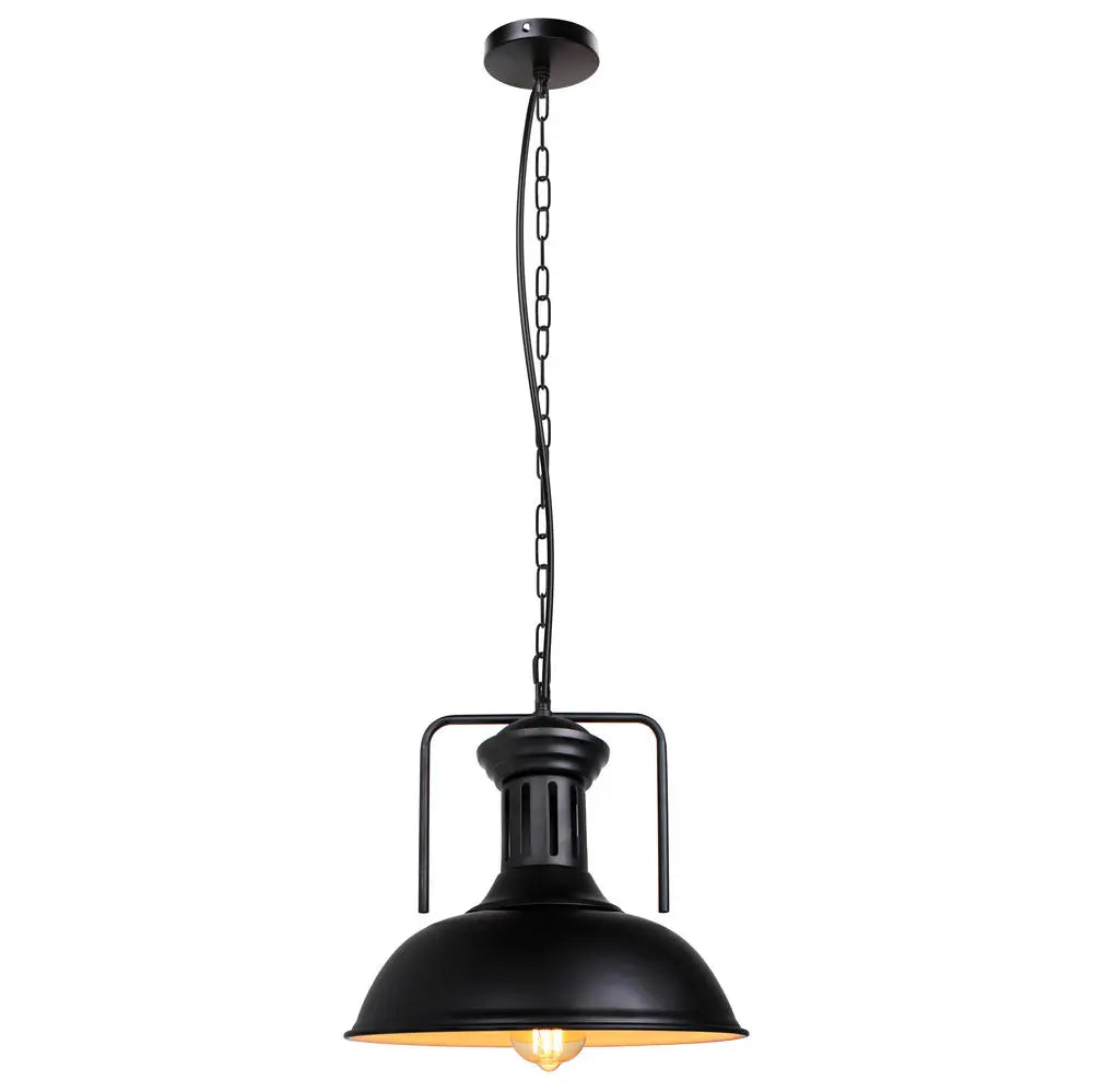 Suspension lumineuse industrielle vintage noir cuivre ampoule chaînes métal fini mat
