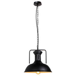 Suspension lumineuse industrielle vintage noir cuivre ampoule chaînes métal fini mat
