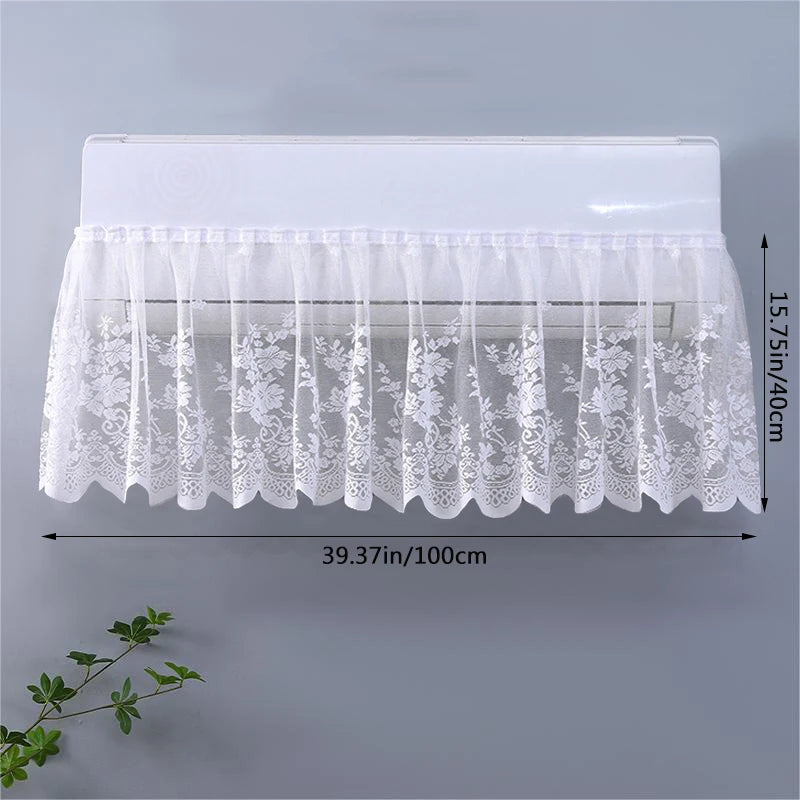 couverture climatiseur moderne dentelle brodée fleurs blanc translucide anti poussière chambre coucher