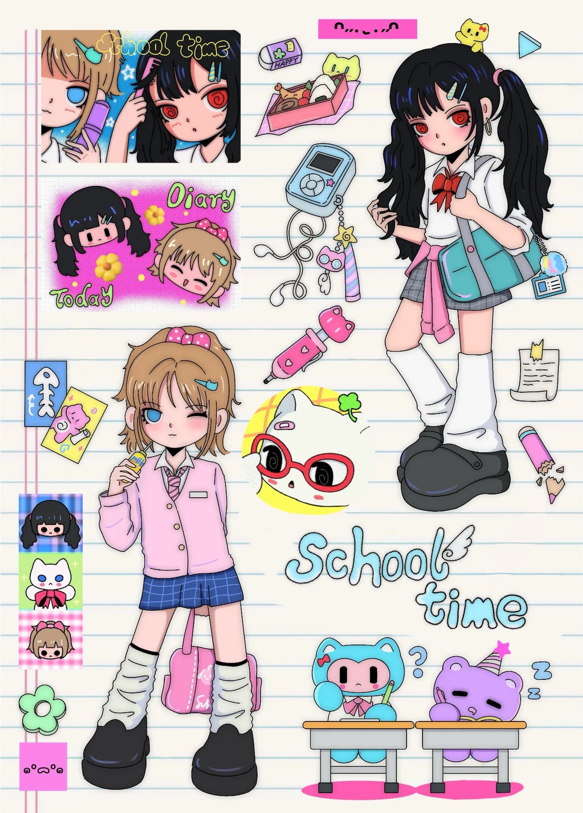 sticker collection pop musiciennes rétro candy colors vinyl stickers anime inspiré