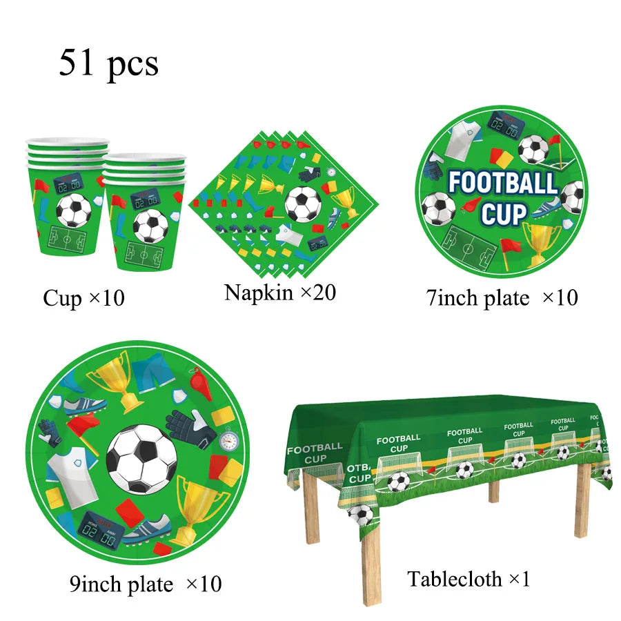 assiettes papier football motifs drapeaux ballons tablecloth serviettes napkins événements festifs anniversaires noël