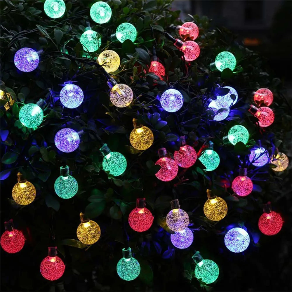 guirlande lumineuse solaire 100 leds multicolore translucides moderne clips extérieur jardin