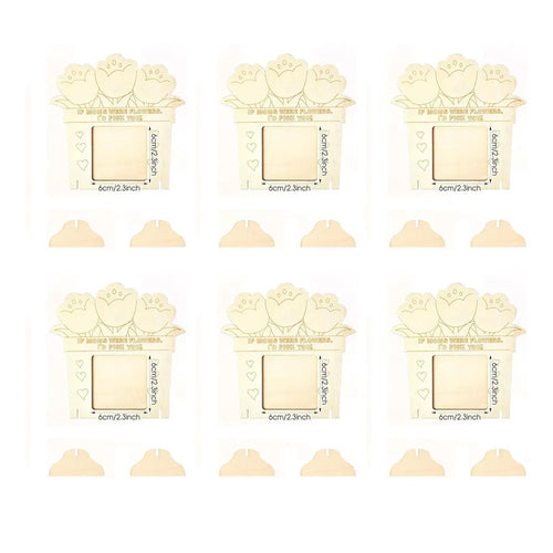 Cadre photo bois naturel fleurs stylisées coeurs texte mère enfantin décoratif colorier DIY