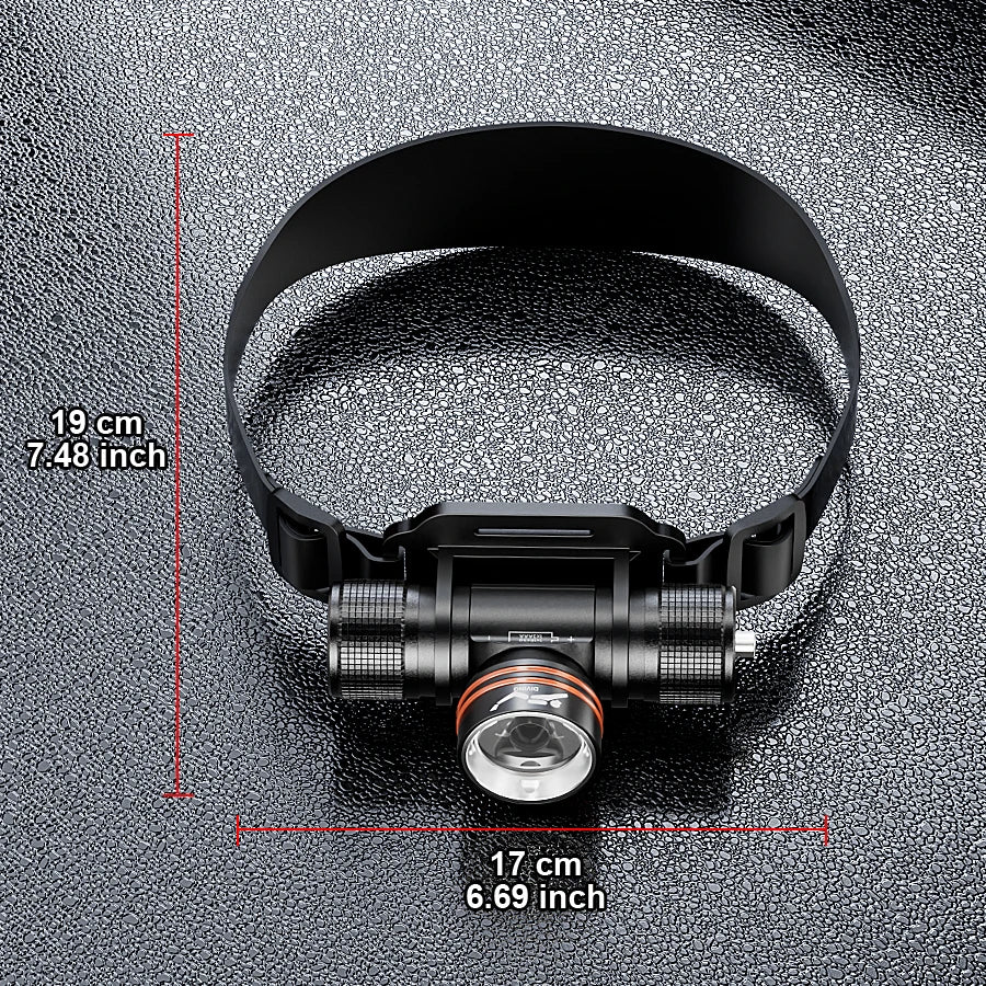 lampe torche plongée rechargeable led 30w ipx8 étanche 500m noir ceinture ajustable haute puissance