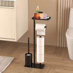 support toilette moderne noir acier inoxydable plaque carrée rouleaux papier toilette brosse wc plateau