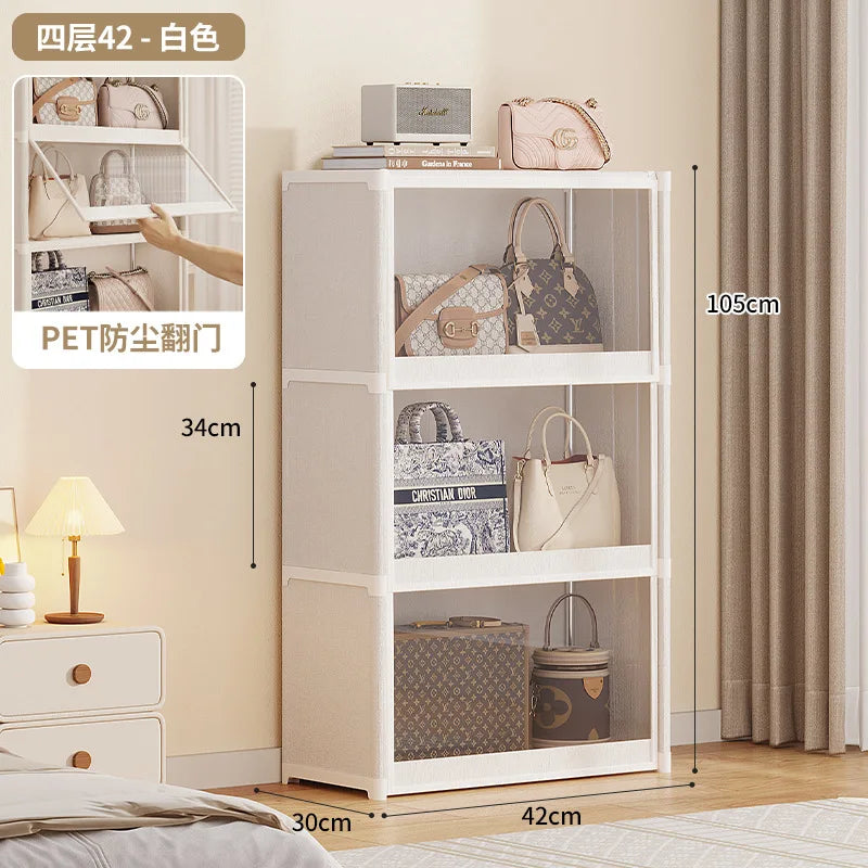 étagère bagages moderne acier inoxydable blanc anti poussière niveaux 42 cm