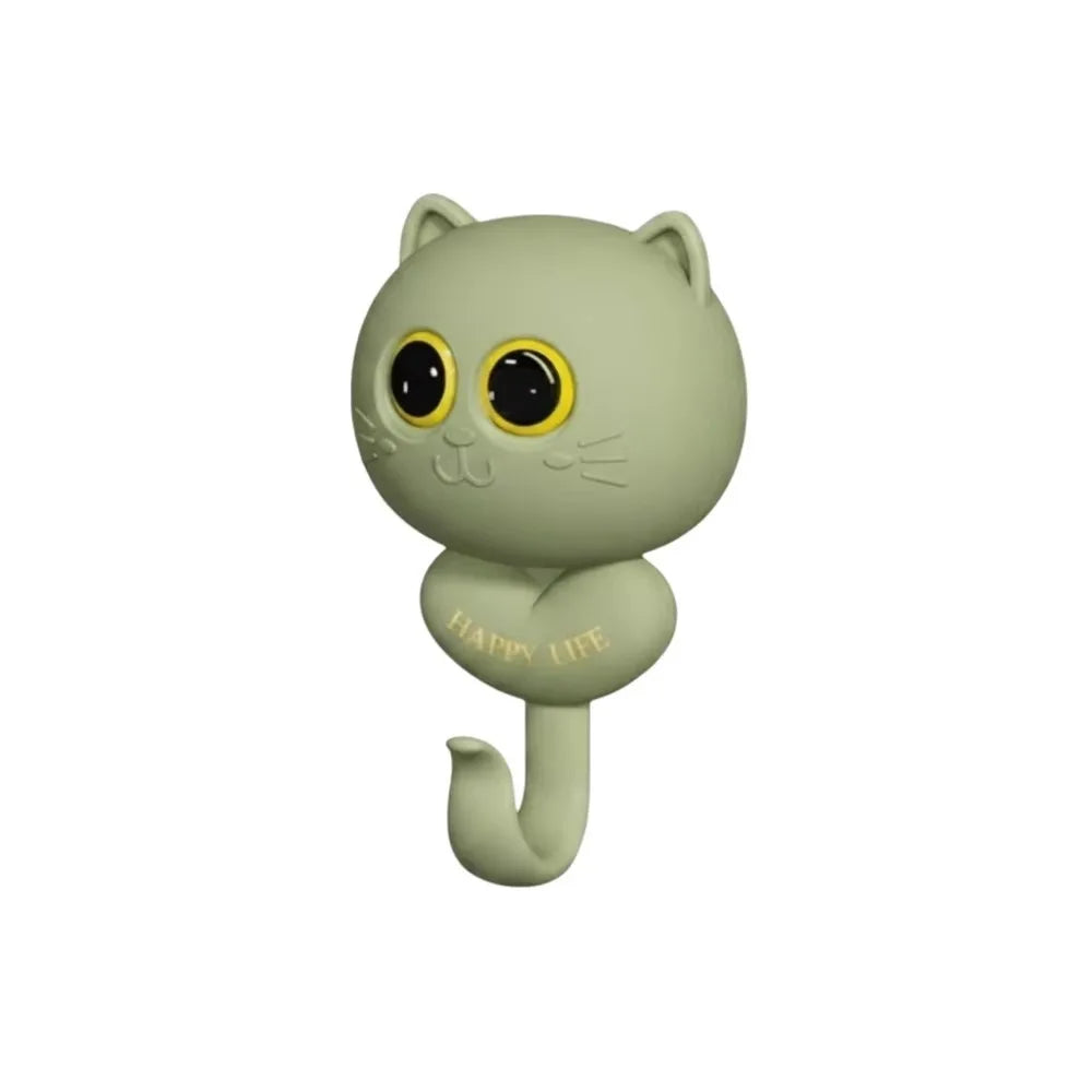 porte clés adhésifs chat happy life rose bleu vert gris noir mignon cartoon
