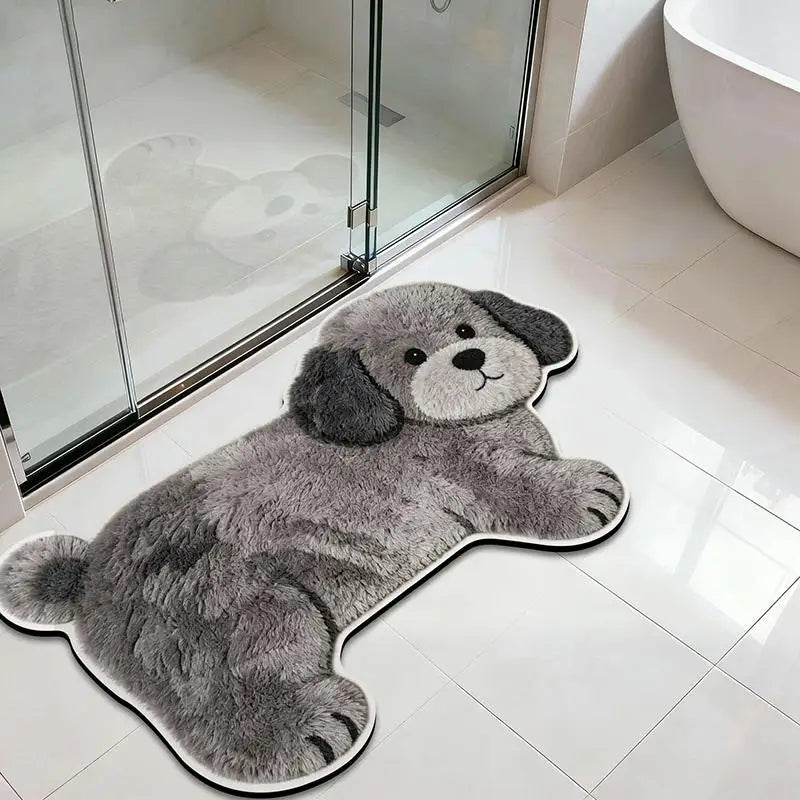 tapis sol antidérapant chats chiens pelucheux moderne décoration maison beige gris bleu marine