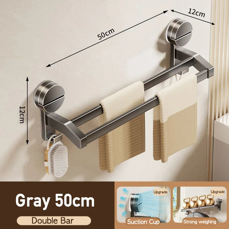 porte serviettes mural argenté lisse ventouse moderne salle bain étagère serviettes slips fixations sans