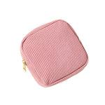 sac rangement serviettes hygiéniques réutilisable broderie fleurs animaux quadrillée fermeture glissière beige clair