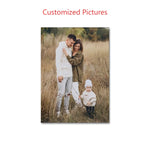 tableau photo famille champ herbes haute cadre bois clair décoration intérieure impression toile