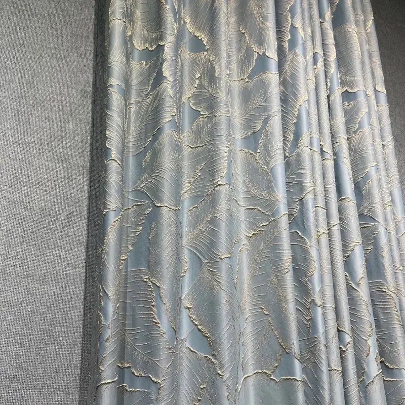 rideau polyester beige feuilles dorées classique opacité maison hospitalité océan