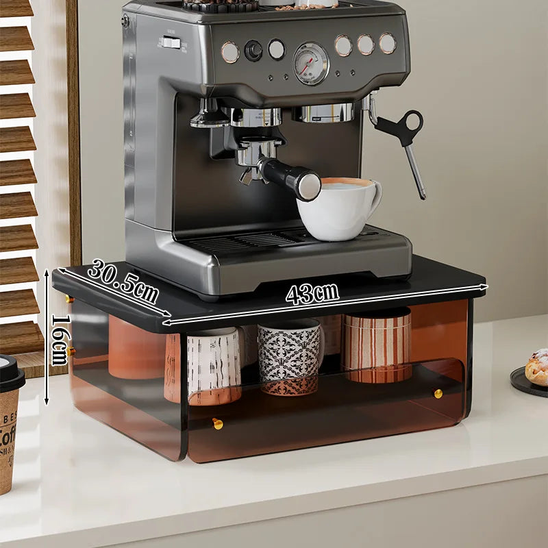 étagère rangement machine espresso multi niveaux acrylique bois moderne cuisine