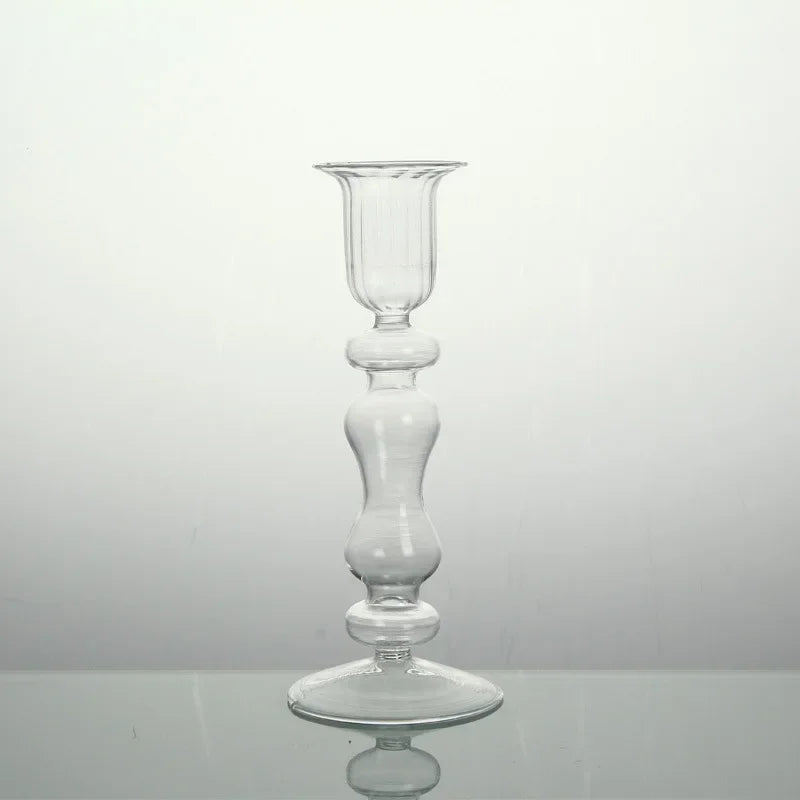 bougeoir verre moderne orange vert jaune rayures bordure ondulée transparent élégant décoration maison chandelle