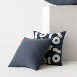housse coussin moderne géométrique bleu marine marron gris 40x40 50x50 cm polyester coton