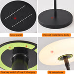 lampe solaire rechargeable 4400mAh moderne panneau solaire noir fixée base circulaire