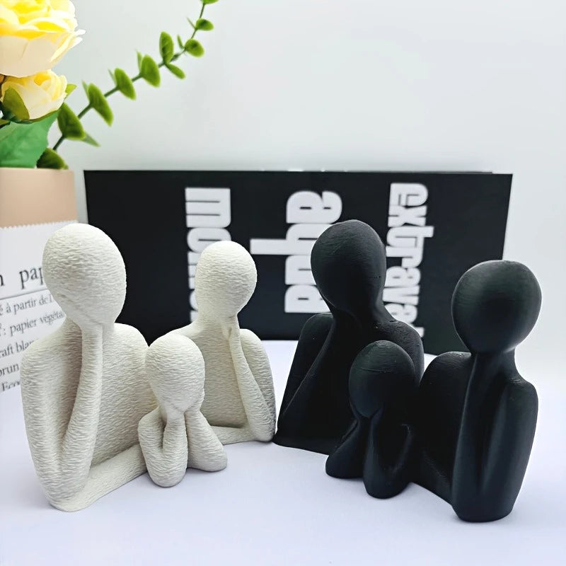 décoration abstraite couple enfant figurine moderne blanche noire minimaliste