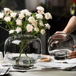 vase verre moderne transparent simple grande bouche table salon fleur hydroponie ornement double usage