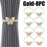 boucle rideau gris rose bleu doré papillon strassé blanches élégante décorative clip fixe