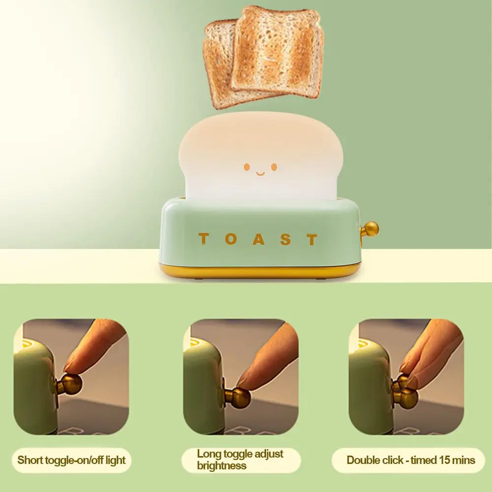 lampe table forme toast vert pastel grille souriant vintage mignonne rechargeable notice câble usb