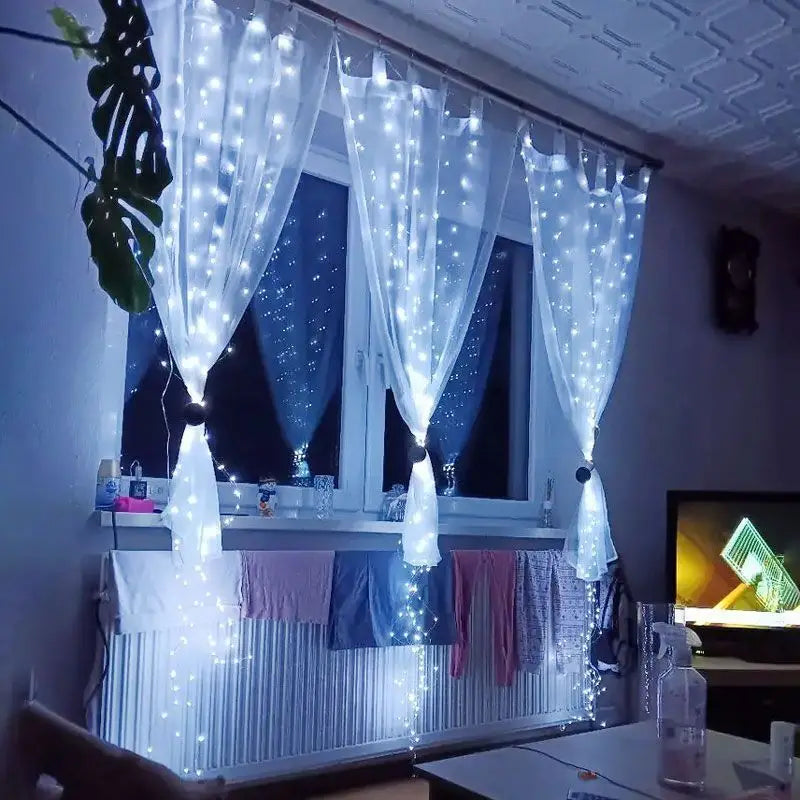 rideau lumineux led décoration intérieur mariage noël guirlande électrique télécommande usb multicolore blanc chaud