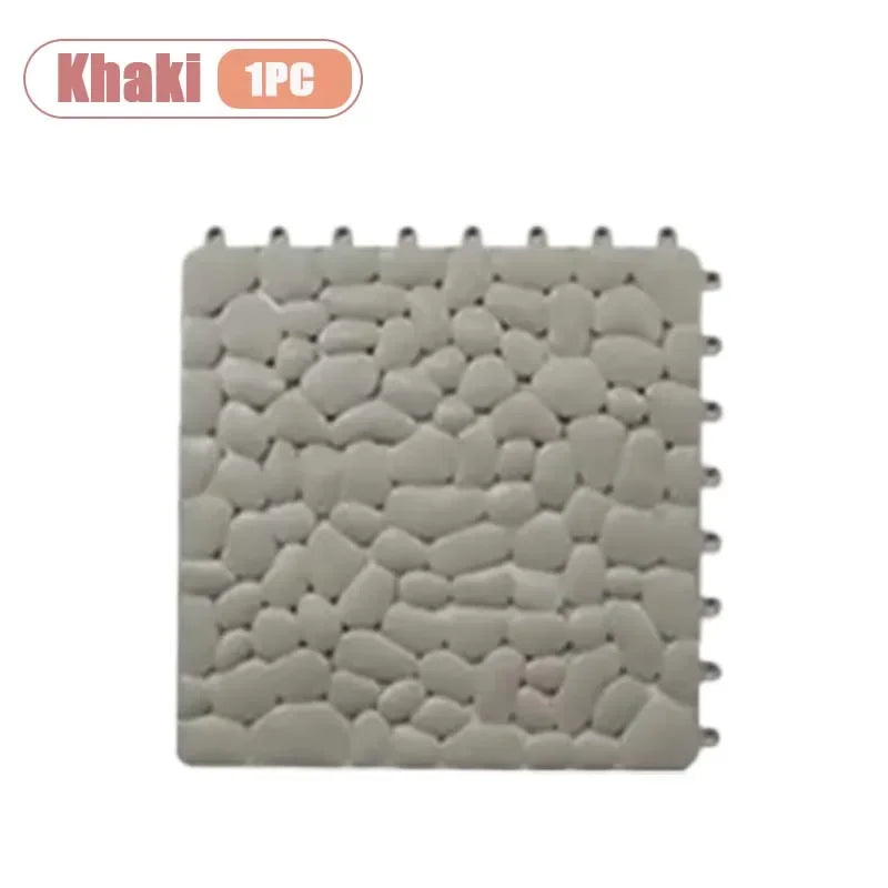 tapis sol antidérapant cailloux gris blanc moderne 30cm 30cm clips geometrique