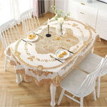 nappe table imperméable brodée florale dentelle élégante réutilisable polyester coton blanc rose violet bleu